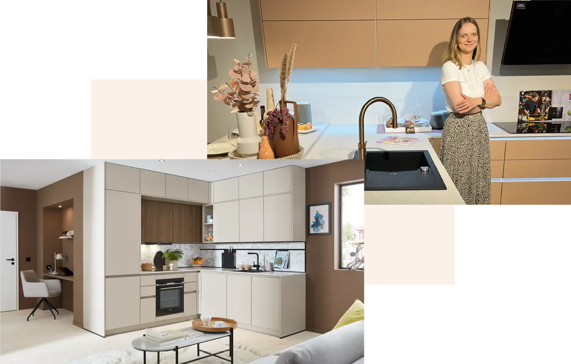 moderne Wohnküche in weiß mit Schwarzen Armaturen, Küchenstudio in Schwerte